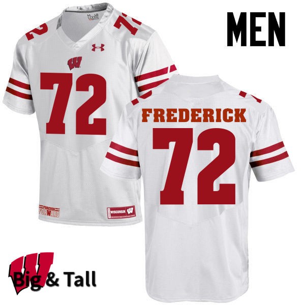 Wisconsin Badgers Men's #72 Travis Frederick NCAA Under Armour Authentic White Big & Tall College Stitched Football Jersey TJ40H30IC
